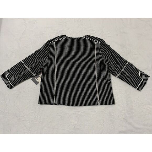 Rafaella Striped Woven Textured Boho Black Pink Blazer Jacket Women’s Sz XL, NWT - Picture 4 of 13